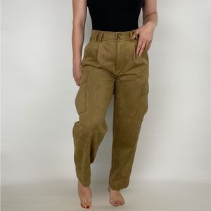 BANANA REPUBLIC Vegan Suede Cargo Pant Petite in Whiskey‎ Straight Leg Size 8